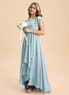 Azazie Caria Junior Mist A-Line Pleated Chiffon Dress image5