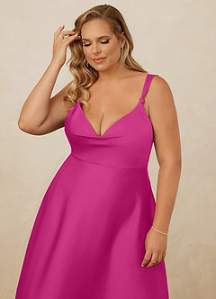Christian Siriano Bridal for Azazie 1001 Bridesmaid Dresses Fuchsia A-Line Sweetheart Neckline Stretch Satin Dress image15