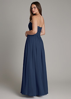 Azazie Andreina Bridesmaid Dresses Dark Navy A-Line Pleated Chiffon Dress image3