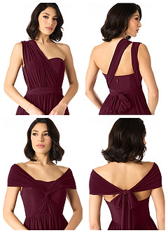 Azazie Louella Final Sale Cabernet A-Line Off the Shoulder Luxe Knit Convertible Dress image7