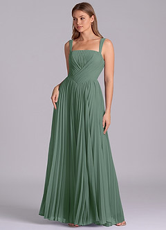 Azazie Mina Jurken voor bruidsmeisjes Jurk van Chiffon met A-Lijn Geplooid Eucalyptus image1