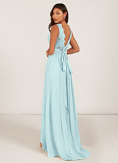 Azazie Gertrude Bridesmaid Dresses Sea Glass A-Line Lace Chiffon Dress image5