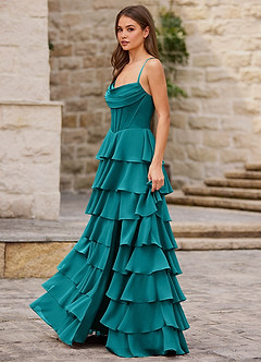 Rhythm Påfågelblå Volangklänning med A-linjeform image3