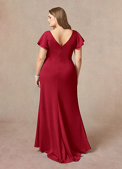 Azazie Peppermint Mother of the Bride Dresses Scarlet Mermaid Scoop Ruched Stretch Crepe Dress image7