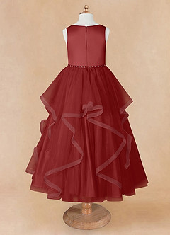 Azazie Sofia Flower Girl Dresses Rust A-Line Beaded Tulle Dress image9