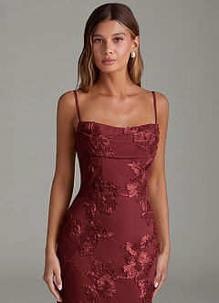 Azazie Saige Bridesmaid Dresses Crimson Blaze Mermaid Off the Shoulder Mesh Convertible Dress image2