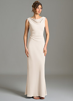 Azazie Kieryn Brautjungfernkleider Meerjungfrau-Linie Plissee Chiffon Kleid Alabaster Weiß image5