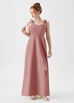 Azazie Rosey Junior Dusty Rose A-Line Sweetheart Neckline Stretch Crepe Dress image4