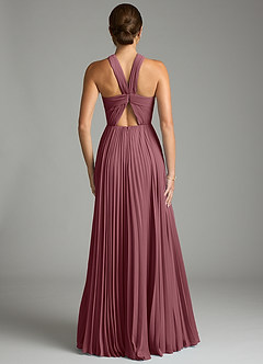 Azazie Afra Bridesmaid Dresses Desert Rose A-Line Pleated Chiffon Dress image2