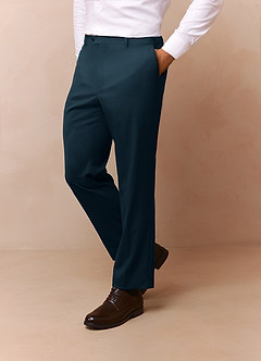 front Savile Sarcelle Pantalon habillé en mélange de laine