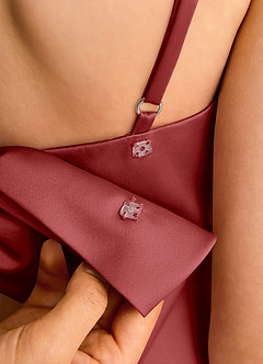 Azazie Joella Girls Formal Flower Girl Dresses Rust A-Line Pleated Matte Satin Dress image7