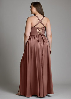 Azazie Francis At-home Try On Dresses Agave A-Line Corset Stretch Satin Dress image10