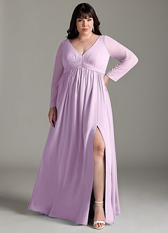 Azazie Teton Zwangerschaps Bruidsmeisjekleding A-Lijn Lange mouw Chiffon Vloerlengte Jurk image7