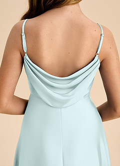 Azazie Bug Junior Robe Trapèze en Satin extensible Plissée Verre De Mer image8