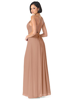 Azazie Farren Bridesmaid Dresses Champagne Rose A-Line Pleated Chiffon Convertible Dress image5