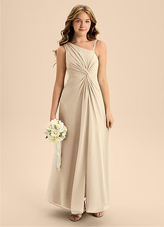 Azazie Brooke Junior Abito A-Line in Chiffon Spacco Laterale Champagne image3
