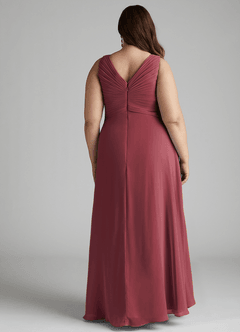 Azazie Flora Brautjungfernkleider A-Linie Plissee Chiffon Kleid Merlot image13