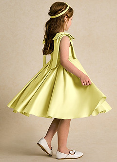 Azazie Guppie Blumenmädchenkleider Ballkleid Plissee Matte Satin Kleid Zitronensorbet image2
