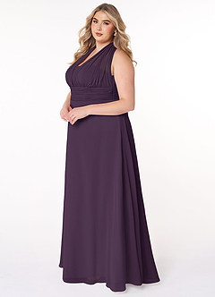 Azazie Fifi Bridesmaid Dresses Plum A-Line Strapless Chiffon Convertible Dress image15