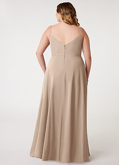 Azazie Daenerys Bridesmaid Dresses Taupe A-Line Cowl Chiffon Dress image9