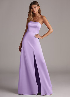 Azazie Wren Bridesmaid Dresses Lilac A-Line Strapless Stretch Satin Convertible Dress image3