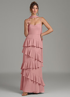Azazie Imani Bridesmaid Dresses Dusty Rose A-Line Ruched Chiffon Dress image7