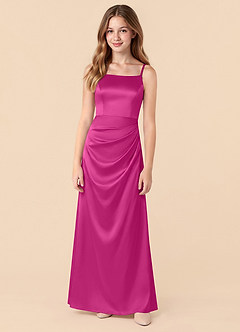 Azazie Renna Junior Robe Sirène en Satin extensible Plissée Fuchsia image5