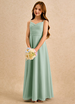 Azazie Hollie Girls Formal vestidos de niña de las flores Vestido de Agave de Gasa de Corte en A con Escote de Corazón image5