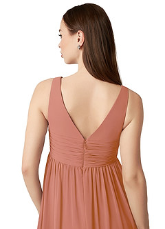Azazie Yetta Brautjungfernkleider für Schwangere A-Linie V-Hals Versammelt Chiffon Bodenlänge Kleid image3