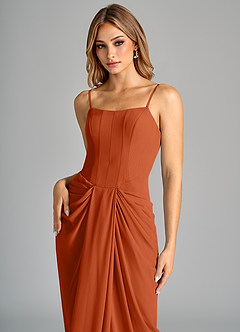 Azazie Anaïs Bridesmaid Dresses Burnt Orange Sheath Strapless Chiffon Dress image7