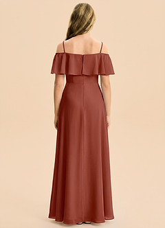 Azazie Maggie Junior Auburn A-Line Off the Shoulder Chiffon Dress image2