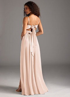 Azazie Zeya Bridesmaid Dresses Blushing Pink A-Line Pleated Stretch Satin Dress image1