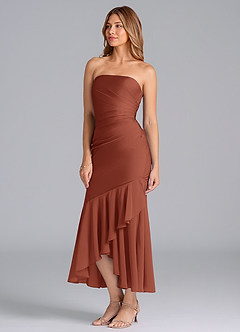 Azazie Danie Bridesmaid Dresses Auburn Sheath Strapless Chiffon Dress image4