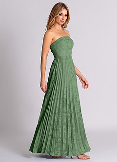 Azazie Mariana Bridesmaid Dresses Eucalyptus A-Line Strapless Floral Burnout Convertible Dress image6