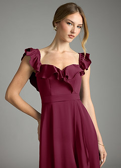 Azazie Lyra Bridesmaid Dresses Mulberry A-Line Off the Shoulder Stretch Satin Convertible Dress image2