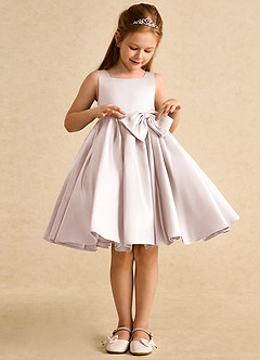 Azazie Jessie Blumenmädchenkleider A-Linie Schleifen Matte Satin Kleid Blassrosa image5