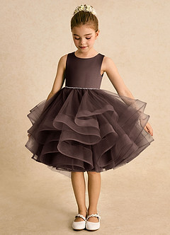 Azazie Tinie Robe Demoiselle D'honneur Fillette Robe Princesse en Tulle Arc Ganache image5