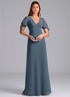 Azazie Pheby Bridesmaid Dresses Neptune A-Line Pleated Chiffon Dress image3