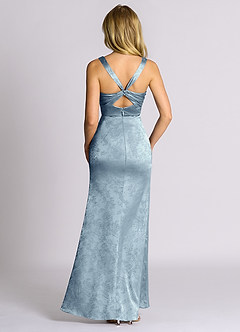 Azazie Mero 신부 들러리 드레스 인어 주름진 자카드 바닥 길이 드레스 image7