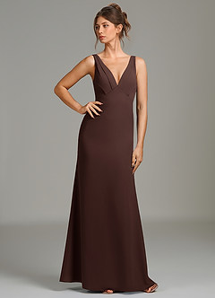 Azazie Leticia Bridesmaid Dresses Ganache Sheath Pleated Chiffon Dress image3