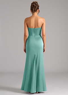 Azazie Debby Bridesmaid Dresses Aqua Mermaid Strapless Stretch Satin Convertible Dress image7
