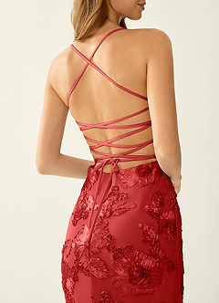 Kailani Red 3D Flowers Corset Mermaid Lace Up Back Prom Dress image7