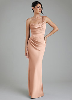 Azazie Sabrina Robes de demoiselle d'honneur Robe Sirène en Satin extensible Corset Or Rose image7