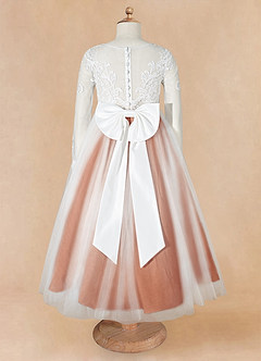 Azazie Elodie Flower Girl Dresses Ivory Paprika Ball-Gown Lace Dress image11