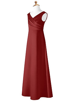 Azazie Sadia Junior Rust A-Line Pleated Matte Satin Dress image8