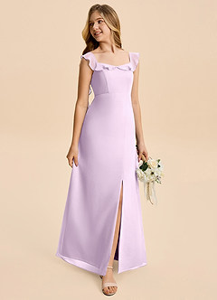 Azazie Cindy Junior Klä av A-Line i Chiffong Rynkad image4