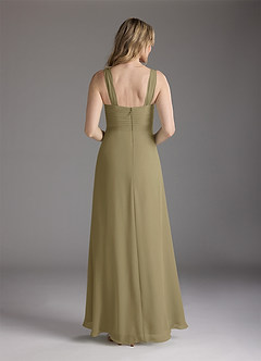 Azazie Weisz Mother of the Bride Dresses Moss Green A-Line Square Neckline Pleated Chiffon Dress image6