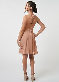 Azazie Ginny Junior A-Linie Plissee Chiffon Kleid Champagner Rosa image4