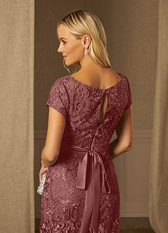 Azazie Dorit Mother of the Bride Dresses Desert Rose Sheath Scoop Lace Dress image6