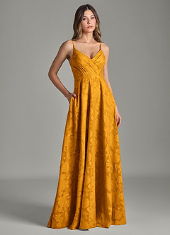 Azazie Amani Brudtärnklänningar Klä av A-Linje i Blommig Utbrändhet Plisserad Knäck image3